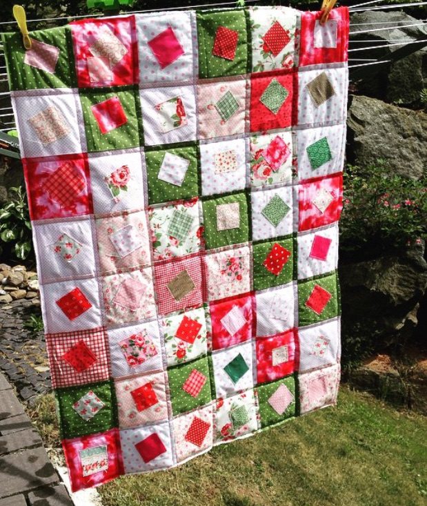 Square on a square: Machine pieced, machine quilted.